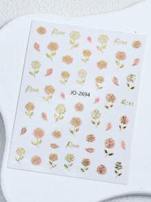 2pcs 3D Japanese Pink Petal Embossed Nail Art Stickers Elegant Retro Vintage Red Rose Flower Self Adhesive Transfer Nail Decorations Decals DIY