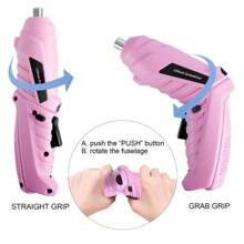Electric Screwdriver Cordless Rechargeable Pink Small Power Drill Set 3.6V Li-Ion 3.5N.M Max Torque Electric Rotatable With Case LED Light Screwdriver For Home Office DIY Tools Tools - 47pcs - View 5