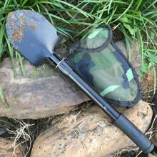 1pcs Folding Shovel Pick Spade Digging Multifunctional Compact Outdoor Camping Black - Black - View 5