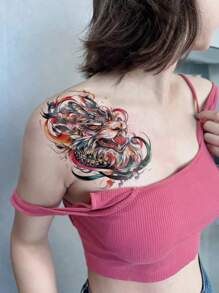 STARTTOOS 7pcs/Set Men Colorful Animal Beast Flame Temporary Tattoo Sticker, Ideal Body Art For Everyday, Party, Holiday Gifts - Large Size Arm, Chest, Back - Multicolor - View 4