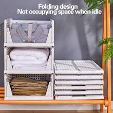 Collapsible & Stackable Storage Basket Plastic Drawers Foldable Closet Organizers Wardrobe Organizer Storage Box Closet Dividers & Shelf Inserts For Wardrobe Wardrobe Drawer Units Layered Partition Storage Rack Shelf For Cupboard Kitchen Bathroom, Back To School - Multicolor - View 6