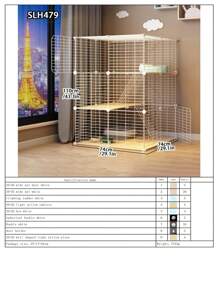 Large Indoor Cat Villa With Pet Hammock, Cat Bathing Cage, Litter Box, Double-Decker Swing & Fence, Anti-Jump Cat Cage