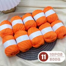 10 piezas Hilo de mezcla de seda de lujo [Aproximadamente 500g/10 Bolas por paquete] Hilo tejido suave y amigable con la piel de lana y cachemir - Adecuado para suéteres, bufandas, sombreros, mantas para bebés, cárdigans y chaquetas | Disponible en varios colores y multicolor