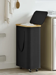 带盖带轮超薄折叠洗衣篮 - 超薄可折叠脏衣篮、大容量脏衣篮、折叠布艺洗衣篮 - 彩色 - 查看 4