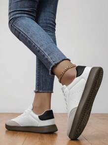 Scarpe sportive casual da donna di taglia grande, scarpe sportive da skateboard per uso all'aperto - Bianco - Visualizzare 4