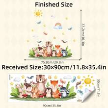 BRUP 1/2 件 PVC 水彩可爱大象长颈鹿叶子图案可爱森林动物墙贴，防水，可移除贴花适用于卧室、育儿室和游戏室墙壁装饰和家庭美学礼物生日毕业房间装饰家居装饰浴室装饰卧室装饰房间装饰用品客厅装饰家居装饰客厅墙壁艺术墙纸个性化贴纸 - 彩色 - 查看 14