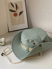 1pc Unisex Casual Polyester Bucket Hat With Drawstring, Foldable UV Protection Sunhat Suitable For Hiking, Beach Fishing, Summer Outdoor Activities - Multicolor - View 8