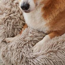 WESTERN HOME  Dog & Bed, Anti-Anxiety Donut Cuddler Warming Cozy Soft Round Bed, Fluffy Faux Fur Plush Cushion Bed Small Medium Dogs And Cats (20/24/27/30) - 棕色 - 查看 4