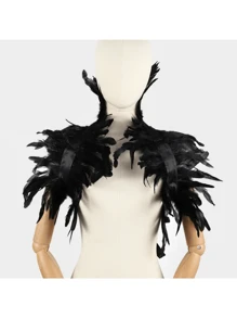 Șal cu pene din dantelă verde, mânecă, rochie, recuzită de dans, misterios, stil gotic negru, retro, elegant, șal cu pene, aripi de umăr, accesorii pentru jocuri de rol, cadouri de Halloween