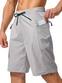 Men's Zip Pocket Sports Shorts, 5-Inch Inseam, Beach And Outdoor Use, Summer