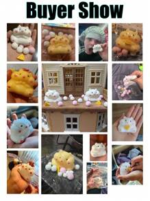 圣诞装饰 1/5 件可爱减压仓鼠，柔软粘性减压玩具，可爱的东西，Taba Squishy，旅行便携式坐立不安挤压玩具，Squisy，蓝色，粉色，适合所有年龄段的自闭症患者、办公室工作人员、学生，理想的节日礼物 - 彩色 - 查看 7