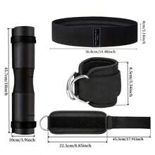 Juego de 7 piezas/1 set: Almohadilla para barra olímpica, accesorios de equipo de fitness que incluye 1 almohadilla para hombros, 2 correas para tobillos, 1 banda de resistencia, 1 bolsa de transporte y 2 correas para almohadilla de hombros. Apto para hombres y mujeres, adecuado para sentadillas, extensiones de piernas, etc. Uso en gimnasio. - Multicolor - Ver 6