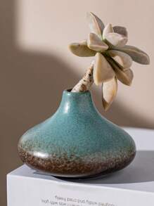 1pc Ceramic Vase Decor, Suitable For Living Room Floral Arrangement, Hotel Lobby Decoration, TV Stand, Bookshelf Flower Holder, Dining Table Centerpiece, Office Fresh Flower Display, Retro Dry Flower Vase