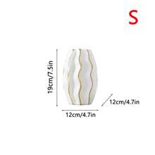 Luxury Electroplated Rhombic Black Gold Ceramic Vase, Decorative Home Accessory For Living Room, Floral Decor, TV Cabinet, Office, Dry Flower Display Gifts Birthday Graduation - White Gold - View 8