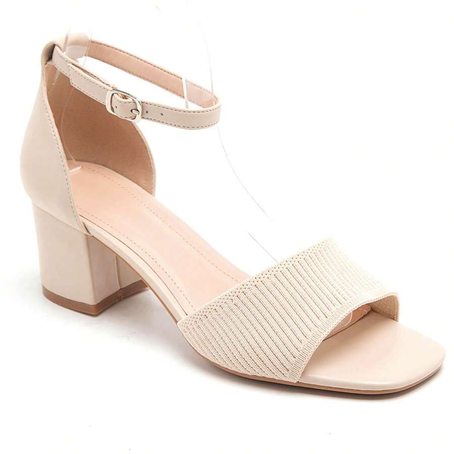 Summer Fashion Versatile Minimalist High Heel Sandals - Beige - View 1
