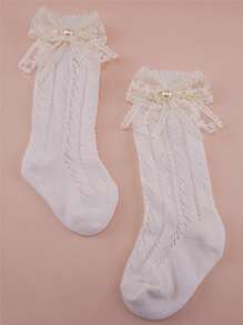 Lace Ruffle Princess Mesh Breathable Socks New Transfer Socks Pearl Socks Children Ankle Long Sock Summer Baby Girls Kids Toddler For 0-3Years Beige - Beige - View 7