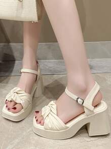 2025 Lightweight Thick-Soled Wrinkled Fashion High Heel Sandals, Mesh Surface Soft Material, Lightweight Fashionable High Heel Platform Sandals, All Seasons Spring/Summer/Autumn/Winter New Style Plus Size Women High Heel Sandals, Comfortable Beautiful Sexy Low Price Women Sandals, High Heel Sandals, Wedge Sandals, Casual Sandals, Athletic Sandals