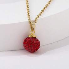 PHCOO 1 pieza Colgante de collar de corazón de cristal con forma de fresa de acero inoxidable, collar con cadena de labios, regalo del Día de la Madre