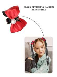 Postiche de queue de cheval tressé en cheveux synthétiques pour enfants avec accessoire nœud papillon. Extensions de cheveux tressées clip-in résistantes à la chaleur pour enfants