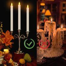 24 Pack Flameless Taper Candles In Candleholders With Remote Timer , LED Candlesticks Flickering, Battery Operated Candles, 10.6 Inches For Home Christmas Wedding Celebration Decor, Ivory