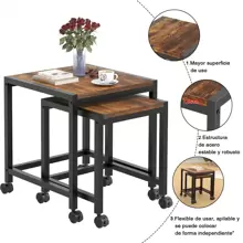 Mesa Para Jardín Apilable Mesa Auxliar Mesa Laterale Mesa De Centro Mesas Auxiliares Moderna De Madera Para Sala Estante Organizador Mesa De Centro Mesas Auxiliares Moderno - Granate - Ver 3