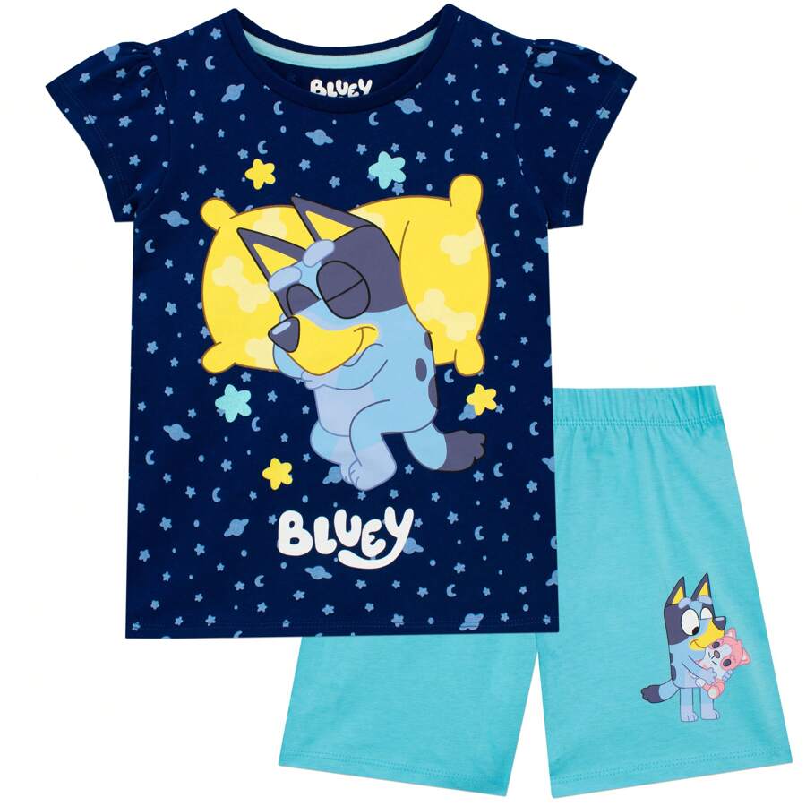 Pyjamas | Bluey Girls' Short Pyjama Set | Kids' PJs - Blue - View 1