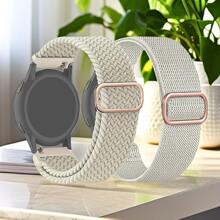 2 Packs 18mm Braided Stretchy Nylon Watch Bands Compatible With Garmin Venu 3S/2S,For Garmin Forerunner 255S/265S Band,Vivoactive 4s/Vivomove 3s/Move3S Watch Band,For HW Watch GT4 GT5 41mm/GT5 Pro 42mm Band,For Fossil GEN6 42mm/Women's Sport Watch Band,Quick Release Loop Elastic Strap For Women Men