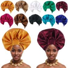[Cultural Elegance] Vibrant African Statement Head Wrap - Nigerian Wedding Head Tie, Multi-Color - Polyester, Handwash, Suitable For Weddings And Special Occasions