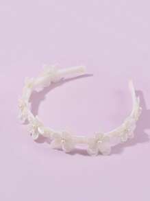 1pc Flower Hair Hoop With Plastic, Suitable For Daily Use - Beige - View 2