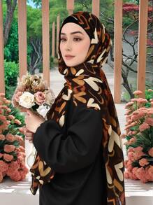 1pc Women Spring Fashion Heart Print Headscarf, Stylish Minimalist, Casual Versatile Hijab, Suitable For Daily Outfit - Multicolor - View 1