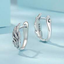 1 PAAR 925 Sterling Zilveren Vleugels Creolen Voor Vrouwen Mannen Hypoallergene Oorbellen Fijne Sieraden Origineel Cadeau