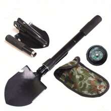 1pcs Folding Shovel Pick Spade Digging Multifunctional Compact Outdoor Camping Black - Black - View 1