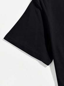 Áo thun ngắn tay cổ tròn in họa tiết London đơn giản dành cho thiếu niên, phong cách thường ngày đa năng. - màu đen - Xem 3