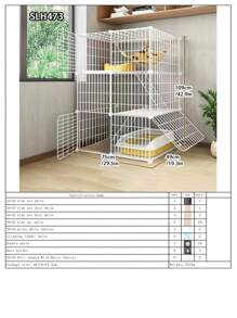 Large Indoor Cat Villa With Pet Hammock, Cat Bathing Cage, Litter Box, Double-Decker Swing & Fence, Anti-Jump Cat Cage