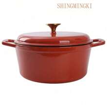 Premium-4.75 Quart Round Enameled Cast Iron Dutch Oven With Lid White