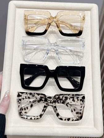 1pc/4pcs Fashion Cute Large Frame Classic Women Square Glasses