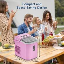 Simzlife Countertop Ice Maker, 26 Lbs In 24 Hours, 9 Bullet-Shaped Ice Cubes In 6 Mins, Self-Cleaning, Stainless Steel Kitchen Utensils Machine