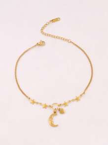 1 件装不锈钢锁月心形吊坠链脚链女式时尚星星链脚踝手链沙滩珠宝 - 腳鍊 - 查看 11