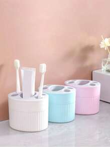 1pc Toothbrush Holder, Household Desktop Toothbrush And Toothpaste Storage Rack, Can Be Used For Toilet Toothpaste And Toothbrush Storage Bathroom Decor Fall Decor Back To School