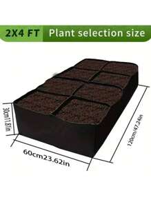 1Pc Garden Bed 8 Grids Plant Grow Bags, Breathable Planter Raised Beds For Growing Vegetables Potatoes Flowers, Rectangle Planting Container For Outdoor Indoor Gardening