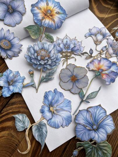 15 pezzi/ confezione Adesivi vintage in fiore 3D spessi, decorazione floreale a rami, forniture per scrapbooking, decorazioni per diari, articoli scolastici, ritorno a scuola