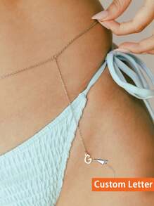 1PC Handmade Initial Body Chain Waist Belly Chain Drop Chain Personalized Minimalist Gold Beachwear Custom Beach Summer Jewelry Alphabet Name