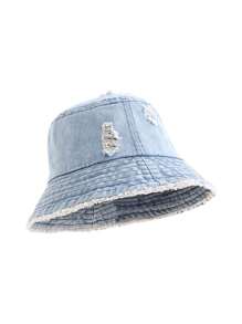 1 pieza Sombrero tipo cubo vintage lavado con borde deshilachado y estilo coreano lindo para mujer, protección solar, moda minimalista para pareja/campus/estudiante, apto para primavera, verano, otoño, uso diario y al aire libre