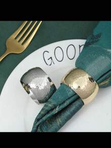 2pcs Simple High-End Metal Honeycomb Texture Napkin Rings For Festival, Gathering, Hotel Table Decoration