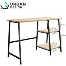 Escritorio Minimalista con Repisas – Escritorio Repisas Abiertas – Escritorio Moderno – Madera Ecológica MDP – Acabados en Melamina y Acero – Resistente, Funcional y Práctico