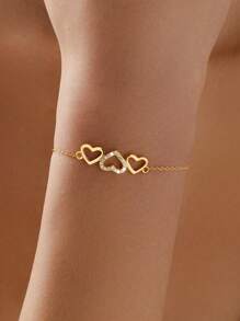 1 pieza Pulsera de plata de ley 925 con diseño de corazón hueco y circonita, adecuada para que las mujeres la usen en citas, como accesorio diario y en ocasiones especiales. Hermoso regalo para mujeres en el Día de la Madre, festividades especiales y aniversarios