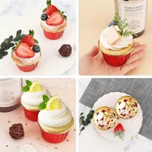 50pcs Round Cake Cupcake Paper Baking Cups, Heat-Resistant Disposable Cupcake Holders With Lids, Muffin Cups For Christmas, Halloween, Thanksgiving Party Cakes