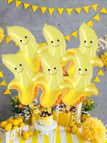 6 件香蕉形铝箔气球，适用于香蕉主题派对装饰、生日、迎婴派对、夏季水果主题活动 - 彩色 - 查看 3