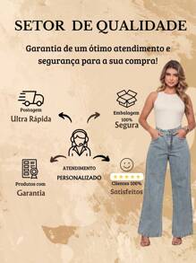 Women Wide Leg Pants 100% Denim Fabric High Waist Simple Elegant Casual Party Jeans Button Zipper Pocket - 中等水洗藍 - 查看 9