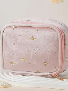 1pc Simple Star-Shaped Cosmetic Bag, Portable Multifunctional Coin Pouch, Women's Accessory Organizer Makeup Travel Toiletry Organizer Essentials Gifts Storage Zipper Accessories Nail